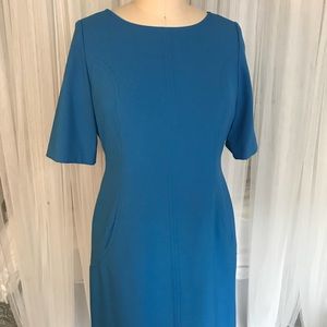 Bright Blue 60s Mod Tahari Work Shift Dress Sz 12
